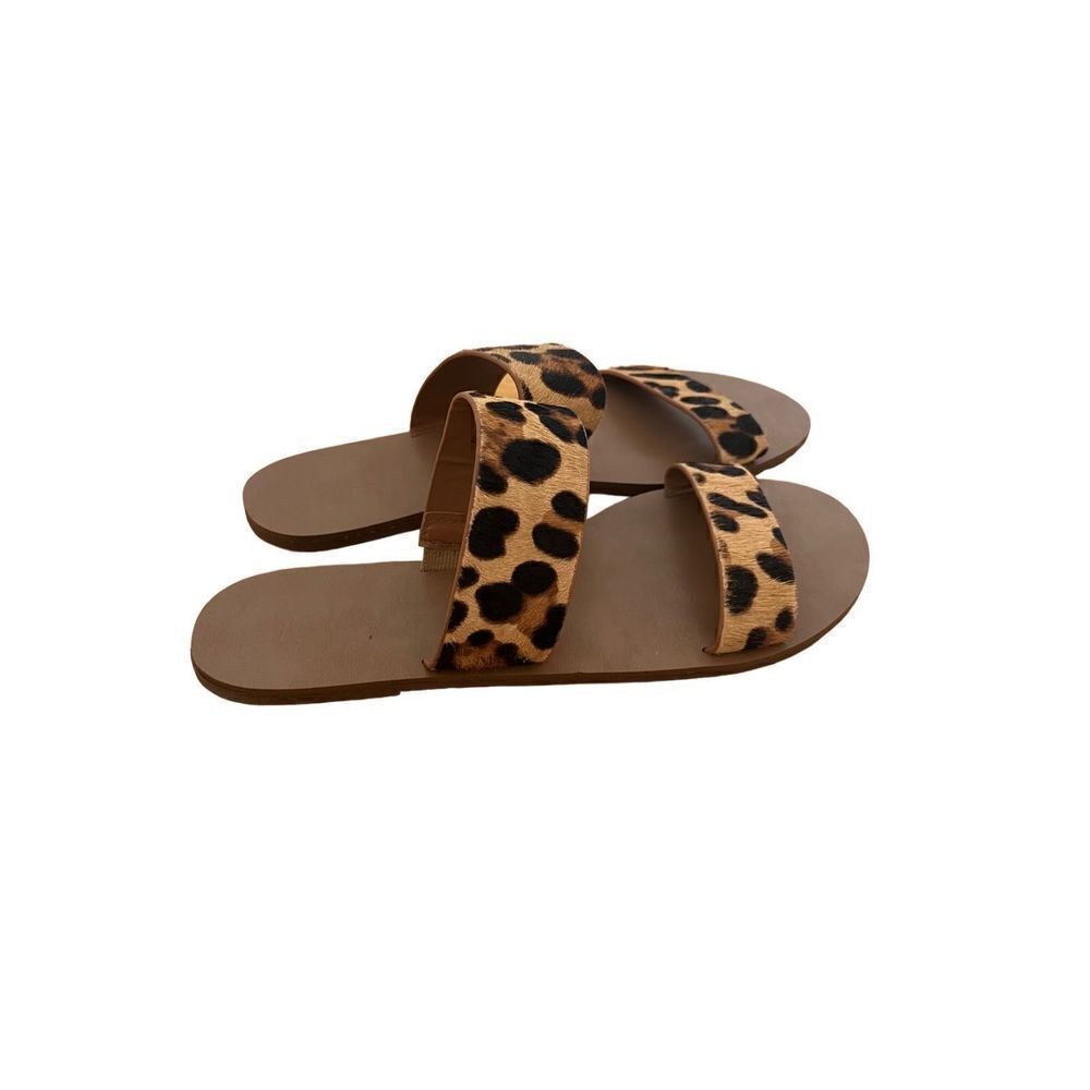 J Crew‎ women’s flat sandals calf hair animal print size 6